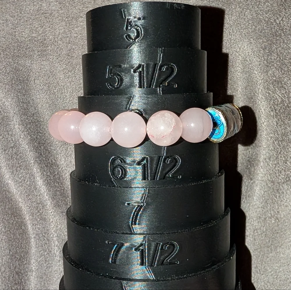 Rose Quartz And Cloisonne Bracelet - Picture 7 of 7